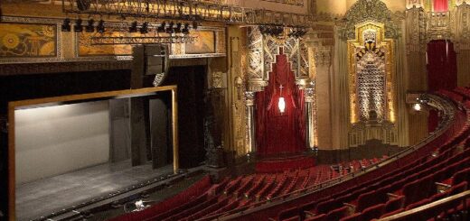 A sweeping view of the stage area of the Pantages Theatre in Hollywood.