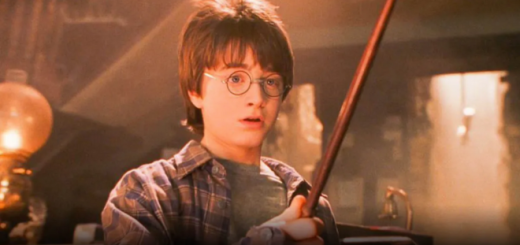 Harry Potter holding his first wand.