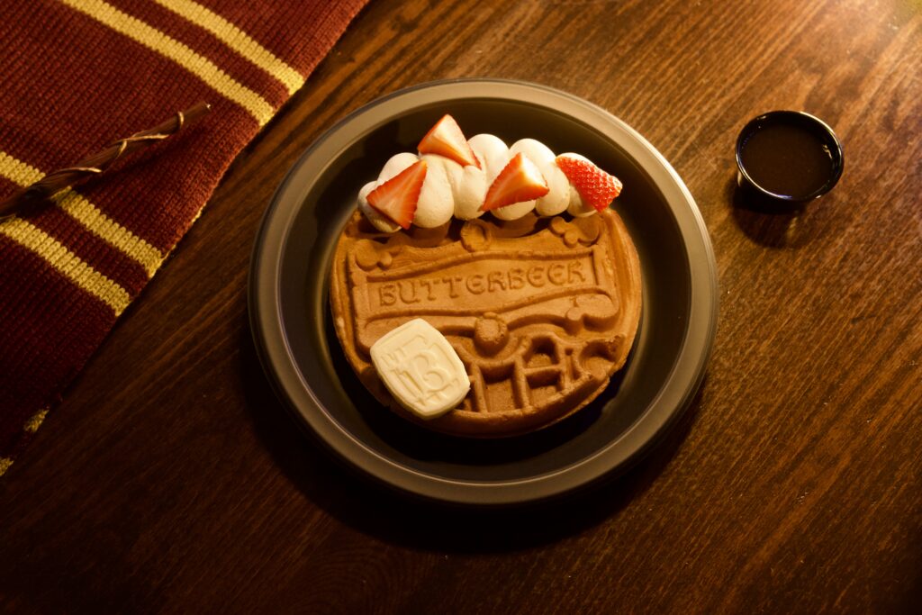 Image of a waffle on a wood table