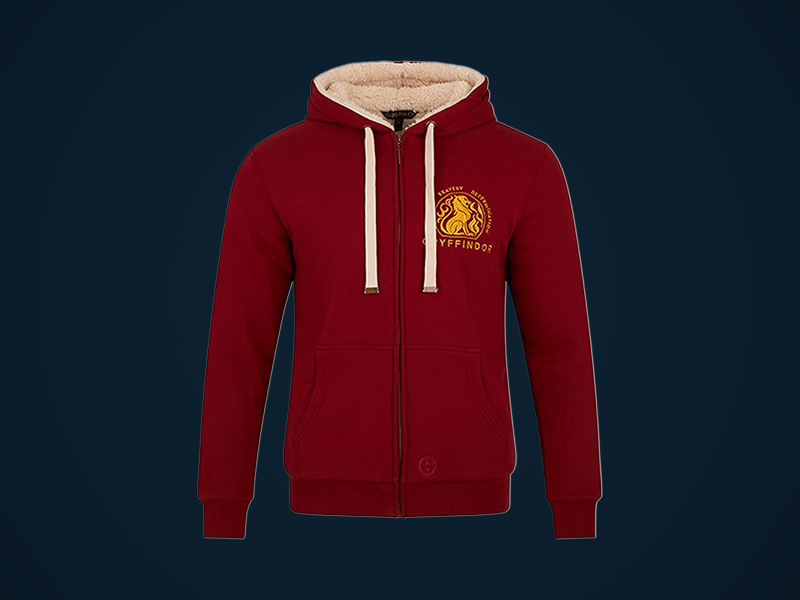 Gryffindor Fleece Hoodie – Sherpa-Lined with Crest