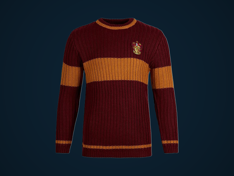 Gryffindor Quidditch Sweater – Hogwarts House Team Sweater with Embroidered Crest