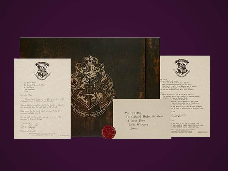 Harry Potter Personalized Hogwarts Acceptance Letter – Official Replica Set with Custom Name, Wax Seal & Presentation Folder