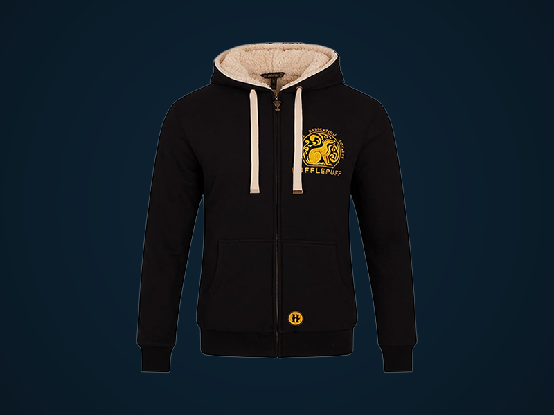 Hufflepuff Fleece Hoodie – Sherpa-Lined with Crest