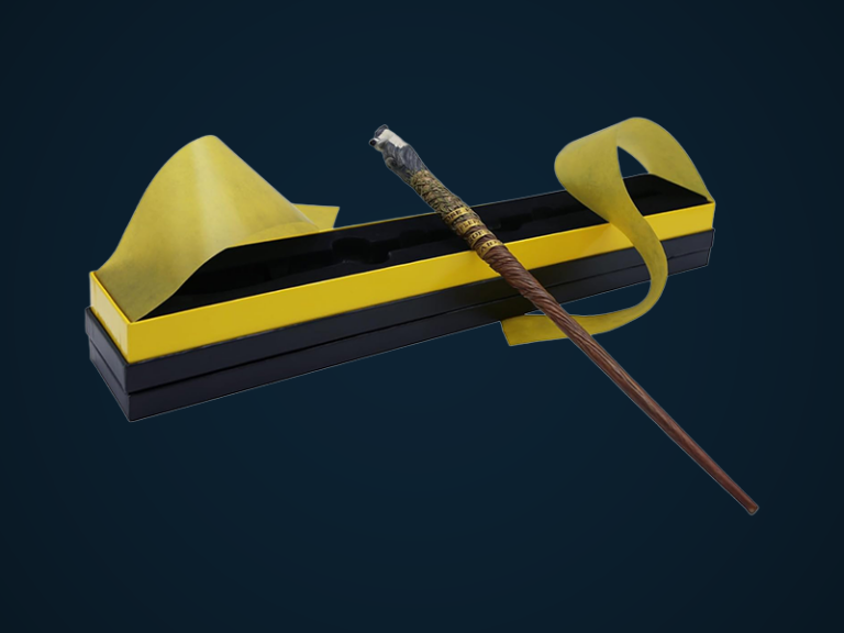 Hufflepuff Mascot & Traits Wand – Second Edition 14″ Collectible Wand – Badger Sculpture & Quote Premium Display Box