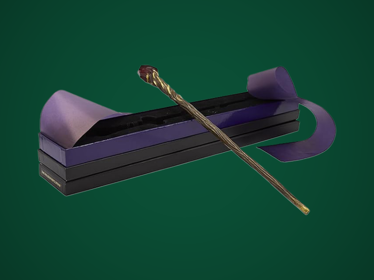 Philosopher’s Stone Wand – 14” Collectible Wand – Red Alchemical Stone & Gold Spiral Design