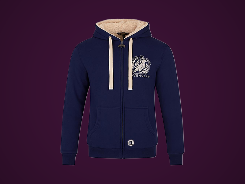 Ravenclaw Fleece Hoodie – Sherpa-Lined with Crest