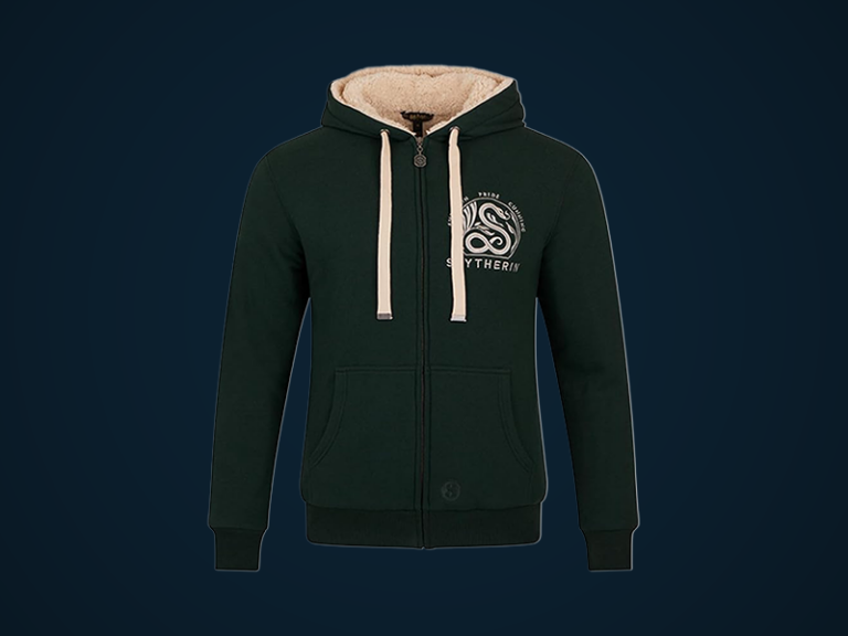 Slytherin Fleece Hoodie – Sherpa-Lined with Crest
