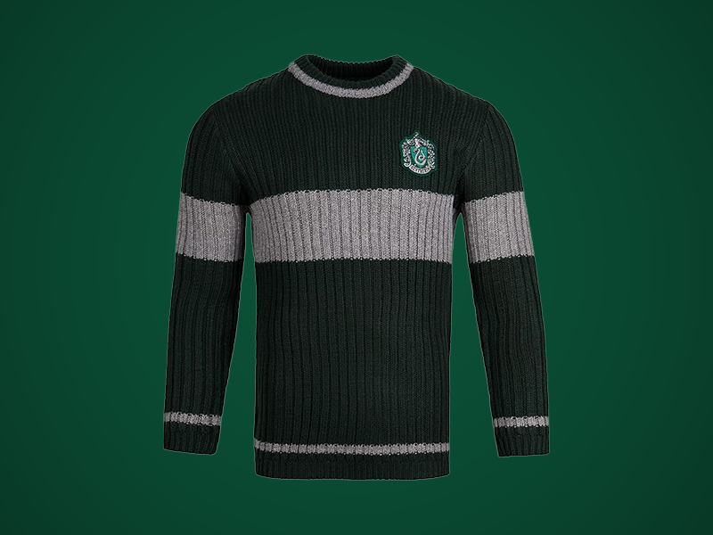 Slytherin Quidditch Sweater – Hogwarts House Team Sweater with Embroidered Crest
