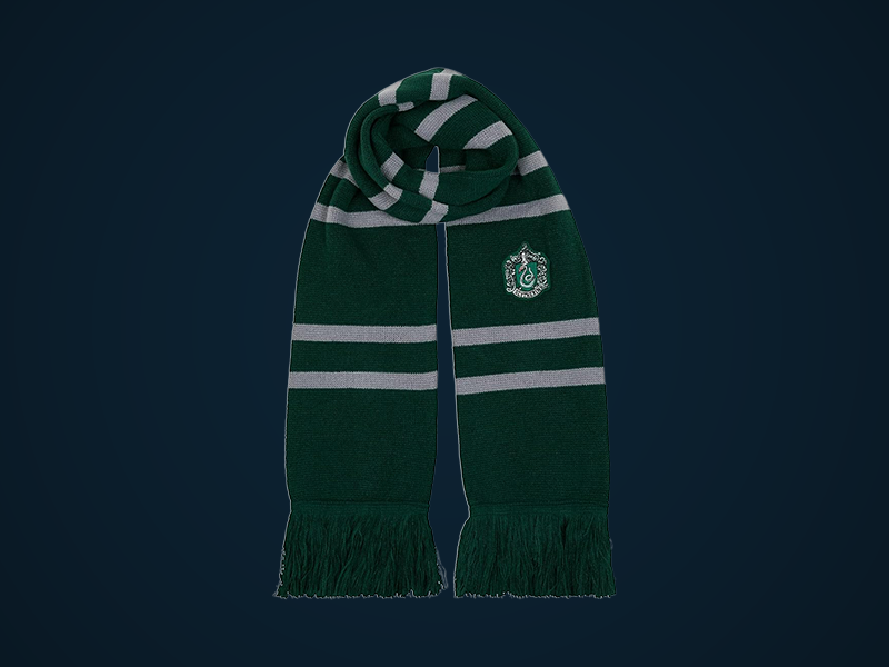 Slytherin Knitted Crest Scarf – Embroidered House Badge