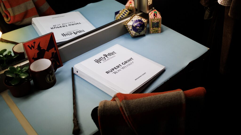 The Cursed Child script on a dressing room desk