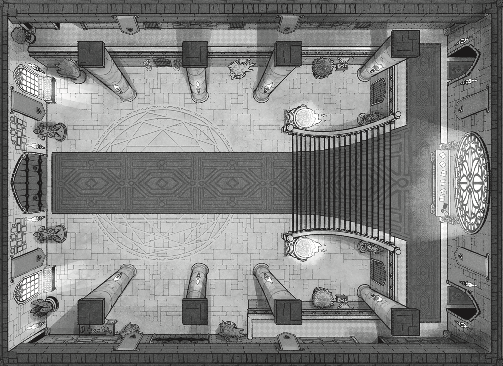 Illustration of one of the stairways inside Hogwarts Castle