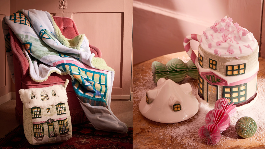 A Honeydukes themed blanket and mug